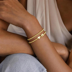 Turandoss Initial Bracelet for Women Dainty 14K Gold Plated Heart Bracelets for Women Trendy Initial Letter K Bracelet Beaded Charm Bracelets Personalized Jewelry Gifts