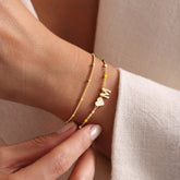 Turandoss Easter Gifts Easter Basket Stuffers Dainty Initial Gold Plated Bracelet Heart Letter A Initial Bracelet Colorful Link Charm Bracelets Jewelry for Women Girls
