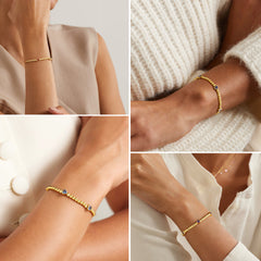 Turandoss January Birthstone Bracelet for Women Garnet Heart Birthstone Bracelets Dainty 14K Gold Plated Elastic Beaded Red CZ Trendy Jewelry Bracelet Birthday Gifts for Women