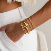 Turandoss Chunky Bangle Bracelets for Women Dainty 14k Gold Plated Thicker Stackable Chain Bangles Cuff Bracelets Stack Set for Women Girls Trendy Jewelry Gifts
