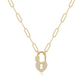 Heart Lock Dainty Paperclip Chain Necklace