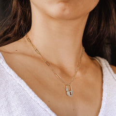Heart Lock Dainty Paperclip Chain Necklace