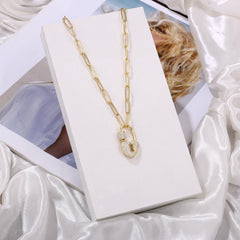 Heart Lock Dainty Paperclip Chain Necklace