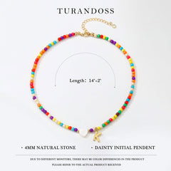 Turandoss Colorful Beaded Initial Necklaces for Girls Women, Gold Choker Necklace for Teen Girl, Teen Girl Gifts Trendy Stuff, Gifts for Girls 8-18