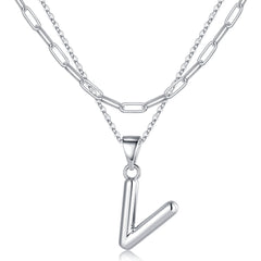 Silver Dainty Bubble Letter Necklace