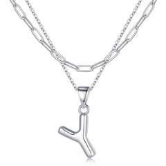 Silver Dainty Bubble Letter Necklace