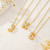 Turandoss 18K Gold Plated Initial Balloon CZ Pendant Necklace for Women Girls Adjustable Chain Personalized Letter A-Z Trendy Jewelry Easter Birthday Unique Gifts for Women Girls