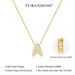 Turandoss 18K Gold Plated Initial Balloon CZ Pendant Necklace for Women Girls Adjustable Chain Personalized Letter A-Z Trendy Jewelry Birthday Unique Gifts for Women Girls