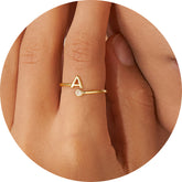 Turandoss Gold Rings for Women Girls Adjustable, Dainty Open Initial Rings for Women Non Tarnish, Fashion Accessories, Birthday Gifts for Teen Girls