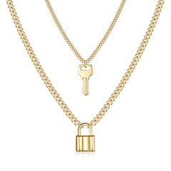 Key&Lock Dainty Gold Choker Necklaces