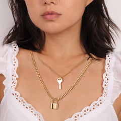 Key&Lock Dainty Gold Choker Necklaces