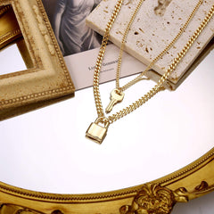 Key&Lock Dainty Gold Choker Necklaces