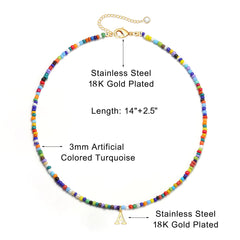 Turandoss Colorful Beaded Initial Necklaces for Girls Women, Gold Choker Necklace for Teen Girl, Teen Girl Gifts Trendy Stuff, Gifts for Girls 8-18