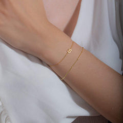 Turandoss 18K Gold Initial Bracelets for Women Girls, Dainty Link Chain Stack Letter Bracelet, Birthday Gift, Valentine's Day Gifts for Women Girls