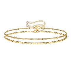 Layered Chain Dainty Gold Bracelets for Women
