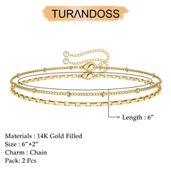 Layered Chain Dainty Gold Bracelets for Women