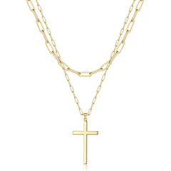 Link Chain&Cross Dainty Gold Choker Necklaces