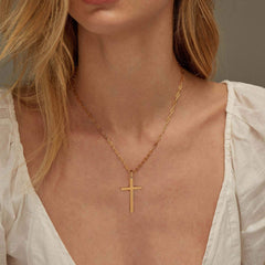 Link Chain&Cross Dainty Gold Choker Necklaces
