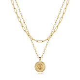 Link Chain&Medallion Dainty Gold Choker Necklaces