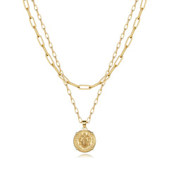Link Chain&Medallion Dainty Gold Choker Necklaces