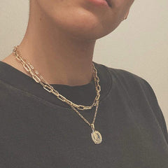 Link Chain&Medallion Dainty Gold Choker Necklaces