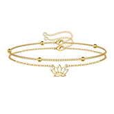 Lotus&Beads Chain Dainty Gold Bracelets for Women