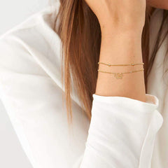 Lotus&Beads Chain Dainty Gold Bracelets for Women