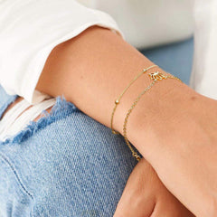 Lotus&Beads Chain Dainty Gold Bracelets for Women