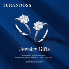 Turandoss S925 Sterling Silver Big Moissanite Rings for Women, Silver Gold Wedding Diamond Ring, Birthday Gifts, Valentine's Day Gift for Wife Mom