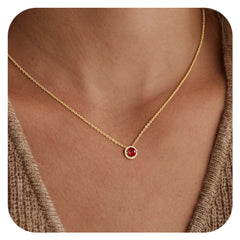 Turandoss Garnet Birthstone Necklaces for Women Trendy Dainty 14K Gold Plated Created Round Red January CZ Birthstone Pendant Necklace Personalized Jewelry Birthday Gifts for Women