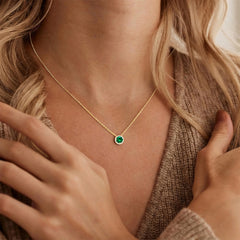 Turandoss Garnet Birthstone Necklaces for Women Trendy Dainty 14K Gold Plated Created Round Red January CZ Birthstone Pendant Necklace Personalized Jewelry Birthday Gifts for Women
