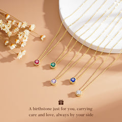 Turandoss Garnet Birthstone Necklaces for Women Trendy Dainty 14K Gold Plated Created Round Red January CZ Birthstone Pendant Necklace Personalized Jewelry Birthday Gifts for Women