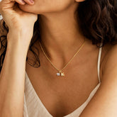 Turandoss Initial Necklaces for Women 14K Gold Plated Letter A Clover Necklace for Women Trendy Dainty Zirconia Pendant Choker Necklace Womens Personalized Jewelry Birthday Gift