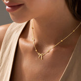 Turandoss Easter Gifts for Teen Girls Bow Necklace for Teen Girl Cute Stuff Dainty 14K Gold Plated Bow Pendent Choker Necklace Simple Trendy Jewelry Birthday Gifts for Kid Women Teen Girls