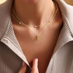 Turandoss January Birthstone Necklaces for Women 14K Gold Plated Dainty Garnet Red Color Birthstone Layered Necklace Gold CZ Pendant Necklace Trendy Women's Jewelry Birthday Gifts