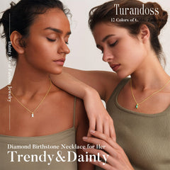 Turandoss January Birthstone Necklaces for Women 14K Gold Plated Dainty Garnet Red Color Birthstone Layered Necklace Gold CZ Pendant Necklace Trendy Women's Jewelry Birthday Gifts