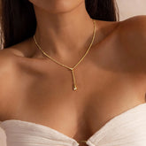 Turandoss Gold Necklace for Women Dainty Long 14K Gold Plated Small Pendant Lariat Necklaces YShaped Cute Tiny Teardrop Beaded Chain Necklace for Women Trendy Non Tarnish Jewelry Gifts