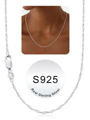Turandoss S925 Sterling Silver Chain Necklace for Women Girls, 1.5mm Wave Twisted Chains, Fine Jewelry, Graduation Gifts for Women, Girls, 2026