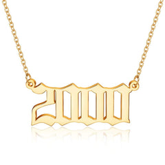 Turandoss Birth Year Pendant Necklace for Women, Old English Birth Year Number Gold Necklace, Birthday Gifts for Women, Christmas Gifts, 18+2In