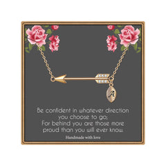 Turandoss 2026 Graduation Gifts Arrow Necklace Class of 2026 Graduation Gifts for Her Initial Leaf Pendant Trendy Jewelry Personalized College High School Senior Grad Gifts for Her Women Friends