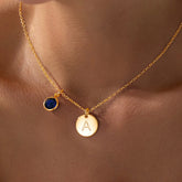 Turandoss Dainty Gold Disc Initial Necklace for Women Girls, Blue Tanzanite December Birthstone Necklaces for Her, Birthday Gifts for Wife Mom Girls