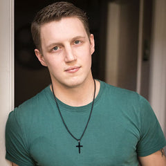 Turandoss Black Cross Necklace for Men, Fathers, Sons, Husbands - Stainless Steel - 20" Chain - Cross Pendant Necklace - Gift for Him