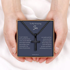 Turandoss Black Cross Necklace for Men Fathers Sons HusbandsStainless Steel20in ChainCross Pendant NecklaceGift for for Men Boyfriend Husband Him
