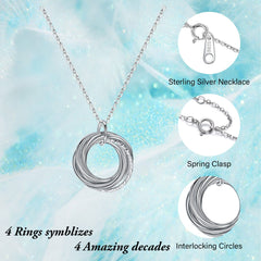 Turandoss Birthday Gifts for Women Sterling Silver Necklaces 40th 50th 60th 70th 80th 90th 40 50 60 70 80 90 Years Old 4 5 6 7 8 9 Decade Birthday Jewelry for Women Her