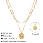 Turandoss 14K Gold Plated Layered Initial Pendant Stack Necklace for Women Letter A-Z Fashion Adjustable Paperclip Link Coin Jewelry Easter Birthday Gifts for Women Teen Girls