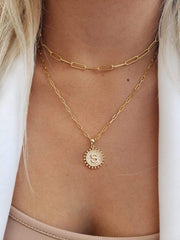 Turandoss 14K Gold Plated Layered Initial Pendant Stack Necklace for Women Letter A-Z Fashion Adjustable Paperclip Link Coin Jewelry Easter Birthday Gifts for Women Teen Girls