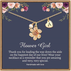 Turandoss Flower Girl Gifts Heart Initial Pearl Necklace Letter from Bride Bridesmaid Wedding Birthday Teacher Appreciation Mothers Day Graduation Gifts for Her Mom Kids Teen Girls Wife Ideas