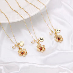 Turandoss Flower Girl Gifts Heart Initial Pearl A Necklace Flower Girl Proposal Dainty Letter Necklace Gifts from Bride Bridesmaid Wedding Easter Birthday Gift for Flowers Girls