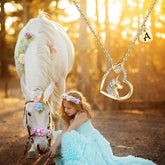 Turandoss 14K Gold Plated Colorful Cz Initial Unicorn Heart Pendant Necklaces for Teens Little Girls Daughter Kids Jewelry Birthday Easter Gifts for Kids Her Women Girls