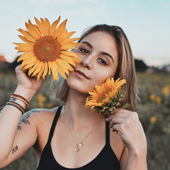 Turandoss Initial Sunflower Necklace for Girls Trendy 14k Gold Plated CZ Heart Letter a-z Pendant You are My Sunshine Personalized Kids Jewelry Birthday Gifts for Women Teen Girls